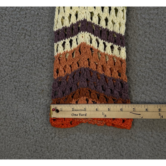 Handmade Crocheted Scarf Multicolor Green Ivory Beige Purple Red - Picture 5 of 5